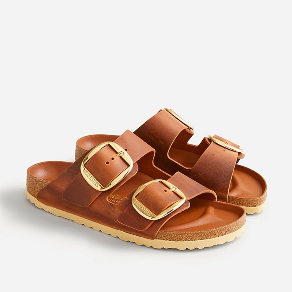 Women's Birkenstock® Arizona big-buckle sandals cognac with gold buckles